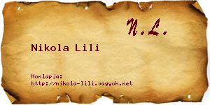 Nikola Lili névjegykártya